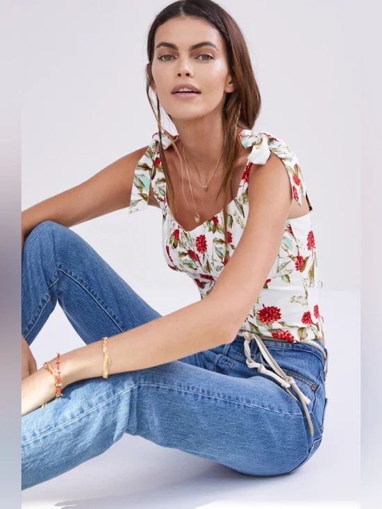 Anthropologie Eri + Ali Wildflower Cropped Tank Top Size Large - Picture 13 of 13